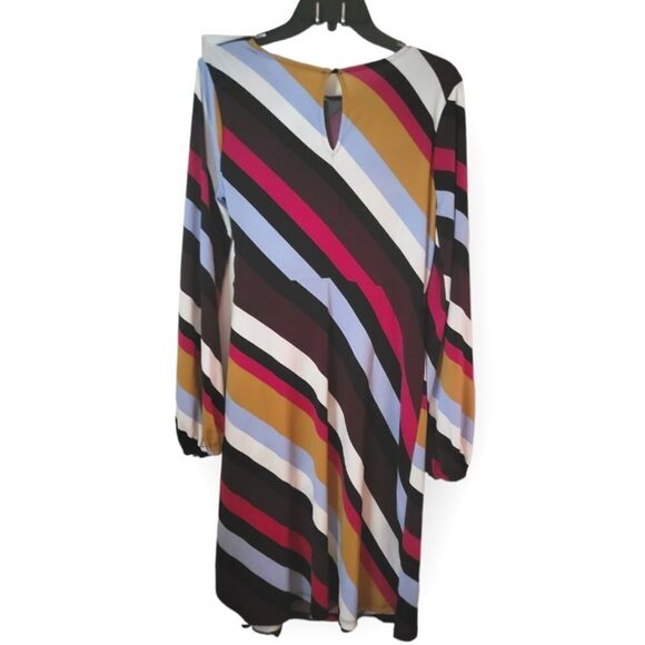 NWT Motherhood Maternity Asymmetric Stripe Stretch Knit Faux Wrap Dress - Picture 4 of 6